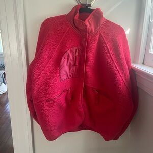 Free People Hit the Slopes Fleece Jacket Red Large
